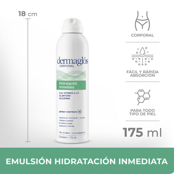 DERMAGLÓS CORPORAL HIDRATACION INMEDIATA SPRAY 175 ML - Imagen 2