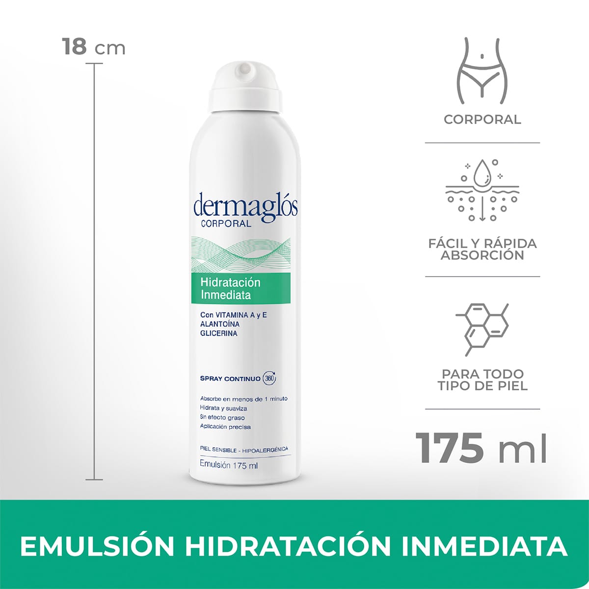 DERMAGLÓS CORPORAL HIDRATACION INMEDIATA SPRAY 175 ML - Imagen 2