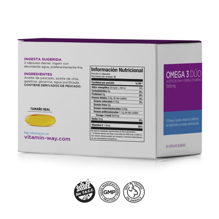 PHARMAMERICAN OMEGA 3 DUO VIT.WAY CAP X 60 - Imagen 2