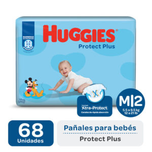 PAÑALES HUGGIES PROTECT PLUS M 68 UNI