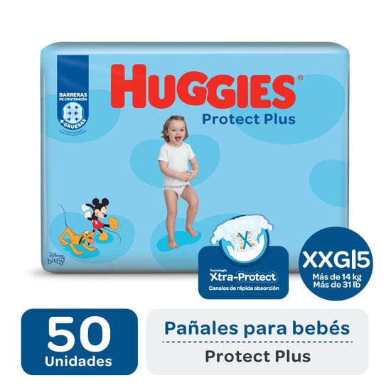 PAÑALES HUGGIES PROTECT PLUS XXG 50 UNI