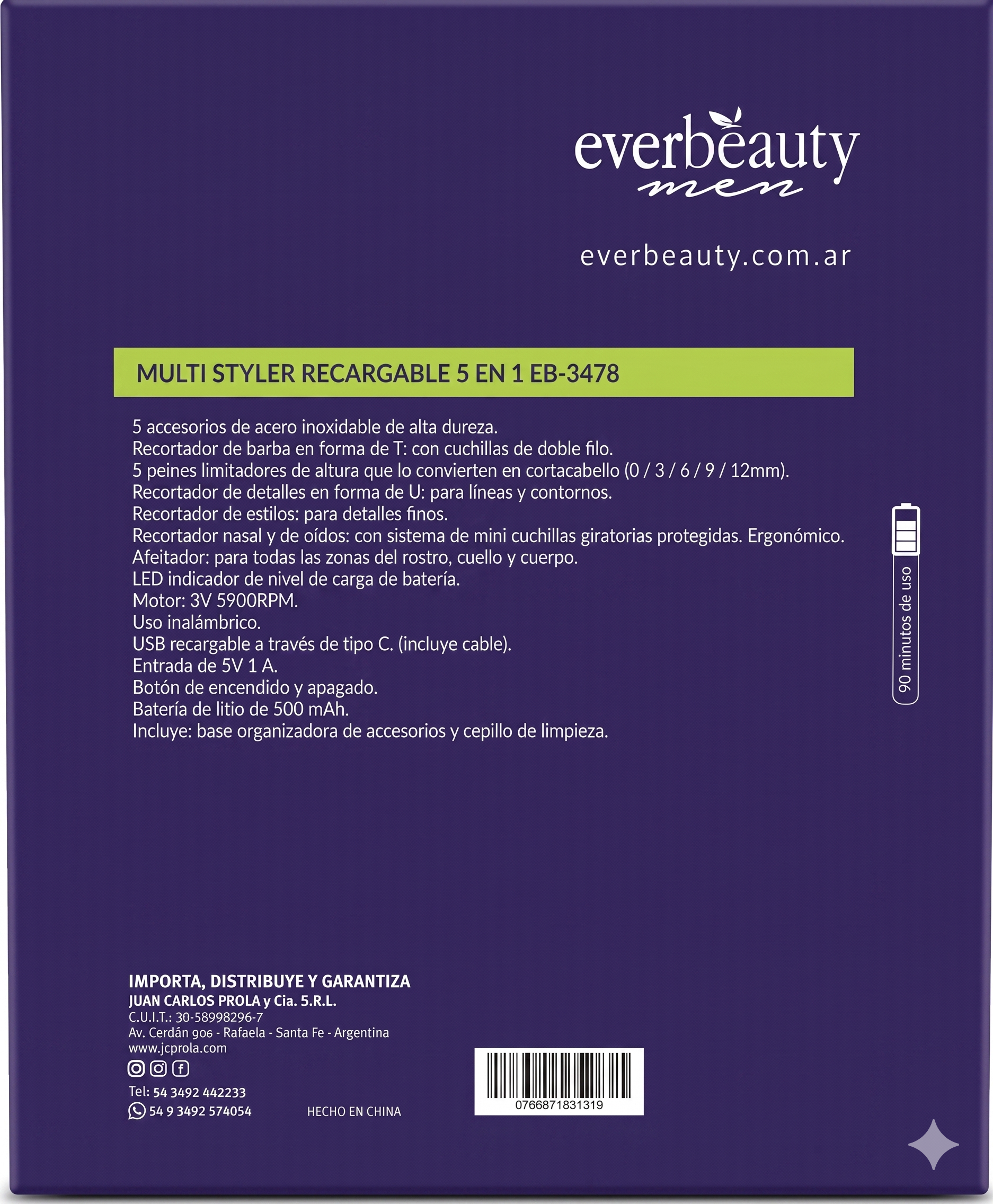 CORTADORA DE CABELLO EVERBEAUTY EB-3478 - Imagen 3