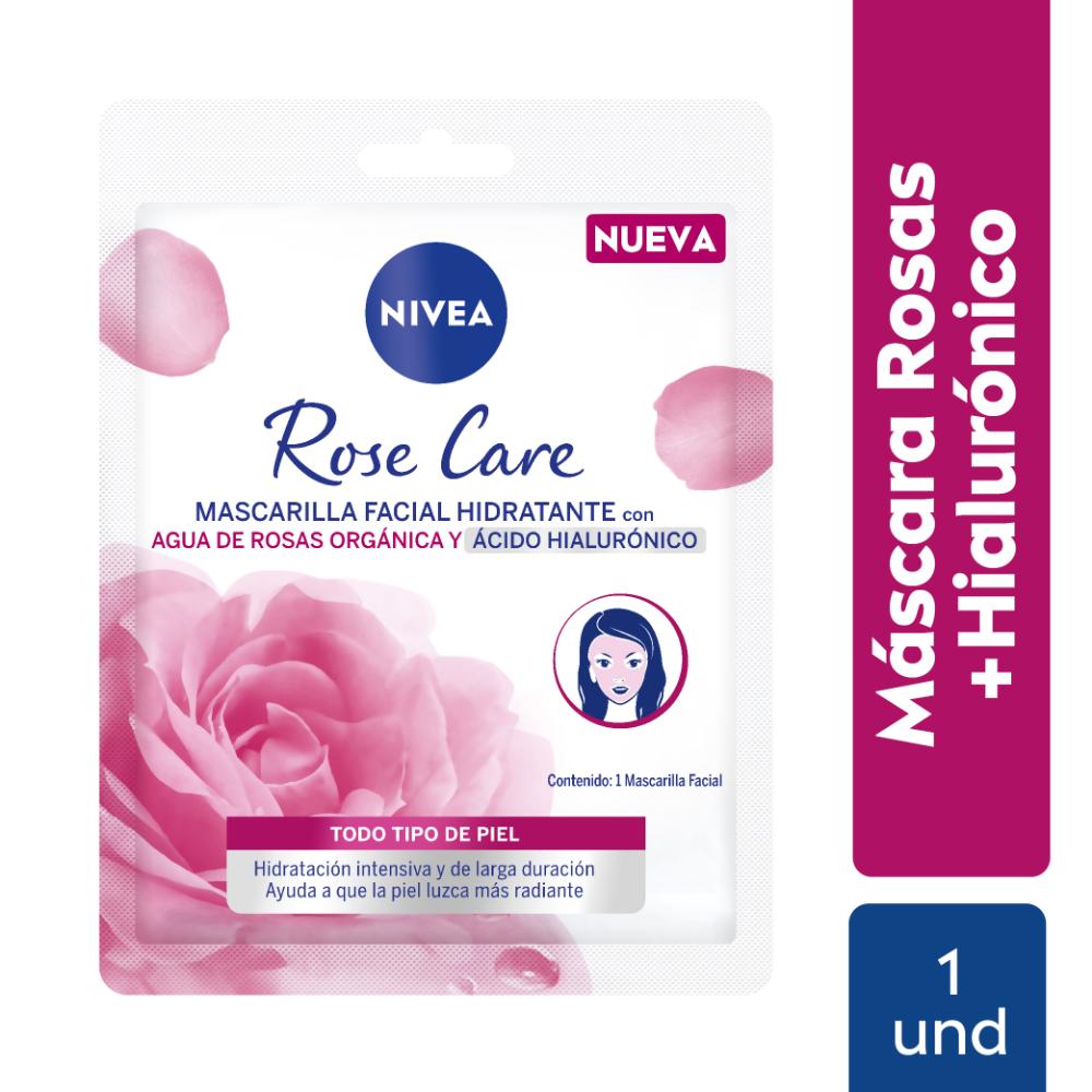 Mascarilla facial de tela NIVEA Hidratante con Agua de Rosas y Ácido Hialurónico x 1 ud