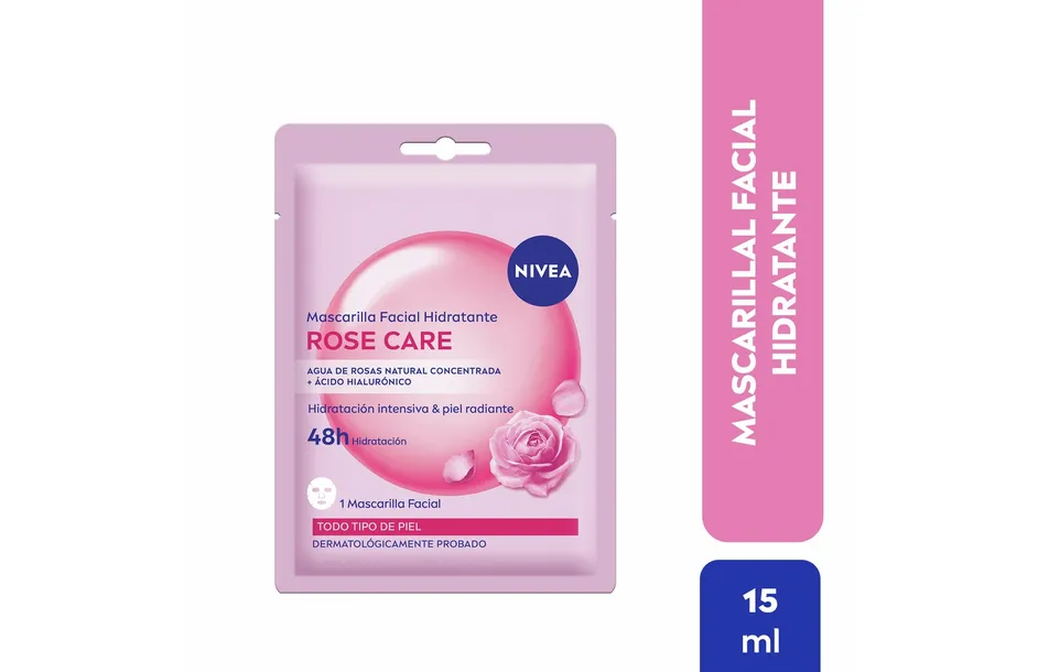 Mascarilla facial NIVEA Hidratante con Agua de Rosas y Ácido Hialurónico 1ud